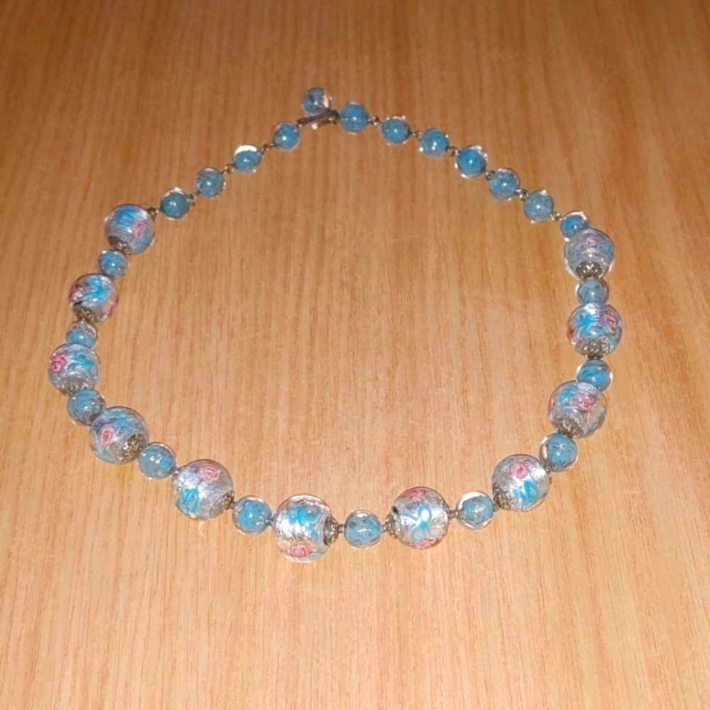 Vintage Necklace Choker Glass Floral Detail